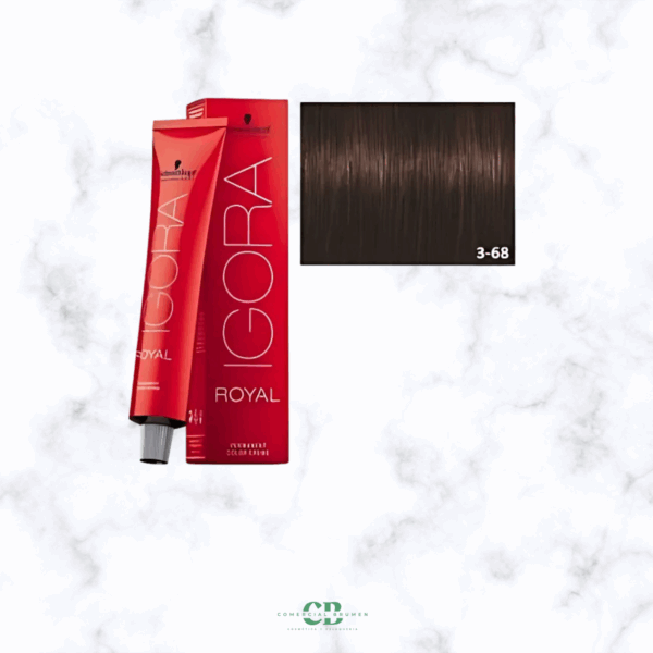 TINTE IGORA ROYAL 3-68 CASTAÑO OSCURO MARRÓN ROJIZO 60GR Schwarzkopf