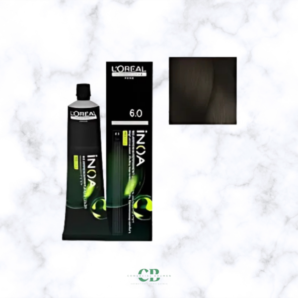 TINTE INOA L´OREAL SIN AMONIACO 60grs. 6.0 RUBIO OSCURO INTENSO